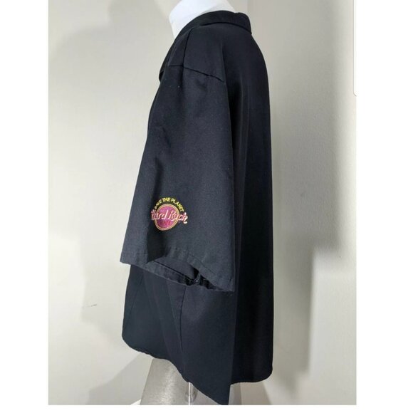 Hard Rock cafe short sleeve button up front employee uniform shirt black med - Picture 2 of 6